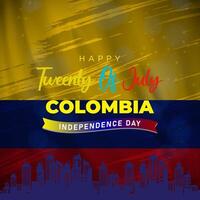 happy 20th of july colombia independence day square banner for social media post with abstract gradient yellow blue and red background design7 vector