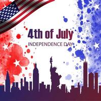 4th of july american independence day banner with abstract gradient red white and blue background design vector