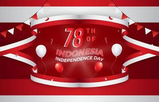 78th of august indonesian independence day landscape banner for social media post with abstract gradient red and white background design4 vector
