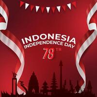 78th of august indonesian independence day square banner for social media post with abstract gradient red and white background design vector