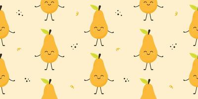 Cute pear characters seamless pattern vector