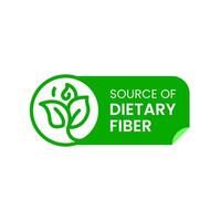 Healthy Food Label, Source of Dietary Fiber with Leaf concept illustration flat design icon vector