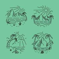 Summer Vacation on the Beach with Mountains Background Collection vector