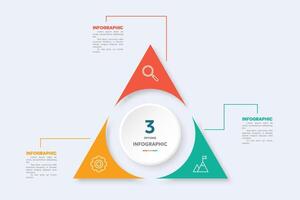 Triangle infographic with 3 steps vector
