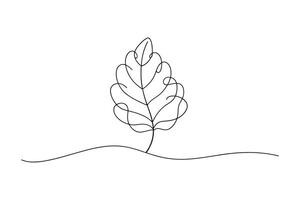 Leaf Continuous line art flat illustration on white background. vector