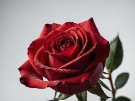 Vibrant Red Rose Against Soft Background with Detailed Petals photo