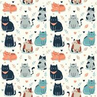 Cat minimal cartoon seamless pattern background.ai vector