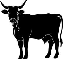 black silhouette of a cow without background vector