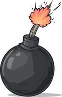 drawing of a round bomb with a fuse without a background vector