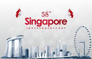 58th of august singapore independence day banner with abstract gradient red and white background design155 vector