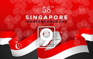 singapore independence day 9th of august banner with abstract gradient red and white background design vector