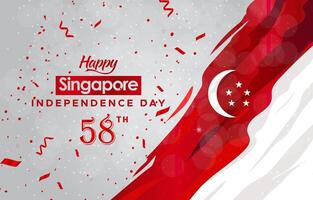 happy singapore independence day 58th of august banner with abstract gradient red and white background design91 vector