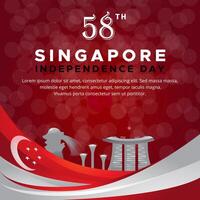 singapore independence day 58th of august banner with abstract gradient red and white background design vector
