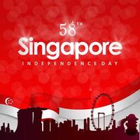singapore independence day 58th of august banner with abstract gradient red and white background design11 vector