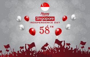 happy singapore independence day 58th of august banner with abstract gradient red and white background design99 vector