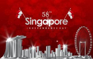58th of august singapore independence day banner with abstract gradient red and white background design122 vector
