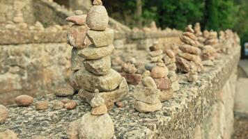 Stacked rock formation in a pile video