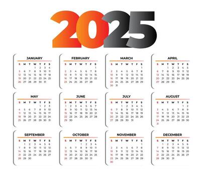 2025 Basic Calendar with square Background vector