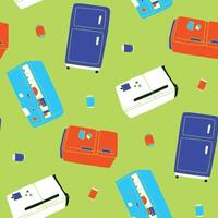 Refrigerator Soda Can Seamless Pattern illustration Design vector