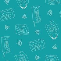 Outline Phone call Signal Seamless Pattern illustration Design vector