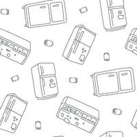 Outline Refrigerator Soda Can Seamless Pattern illustration Design vector