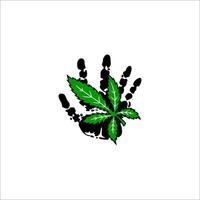 Illustration of a hand holding a green leaf vector