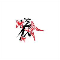 Chinese writing symbolizing butterfly ecosystem vector