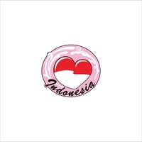 Illustration that symbolizes Indonesia in the heart vector