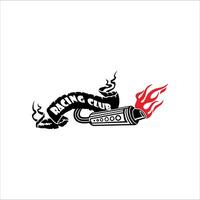 Illustration of exhaust and banner with racing club written on it vector