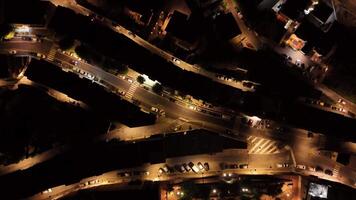 Camera rotating over empty crossroads at night video