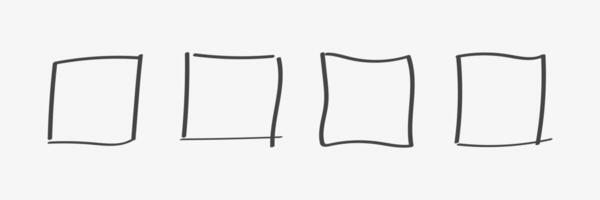 Doodle rectangular shapes. Scribble frames vector