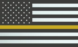 Thin yellow line american flag. Honour and memory of search and rescue personnel. US Dispatchers flag. Patriotic concept vector