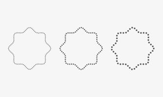 Dotted star shapes set. Dotted frame lines vector
