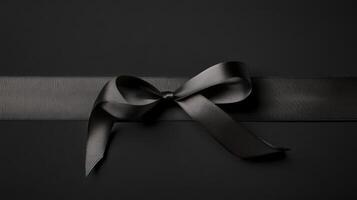 A matte black background with a single elegant ribbon curling across the bottom edge, representing gifts or luxury shopping photo