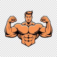 Muscular Bodybuilder Flexing Illustration with Determined Expression vector