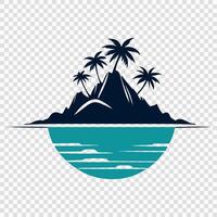 Tropical Island with Palm Trees and Ocean Waves vector