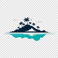 Tropical Island with Palm Trees and Ocean Waves vector