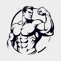Muscular Bodybuilder Flexing Illustration with Determined Expression vector