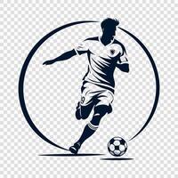 Silhouette of Soccer Player in Action with Ball vector