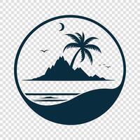 Tropical Island with Palm Trees and Ocean Waves vector
