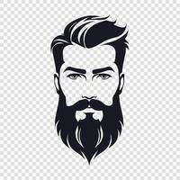 Stylized Bearded Man with Mustache and Hair Illustration vector