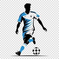 Silhouette of Soccer Player in Action with Ball vector