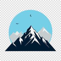 Stylized Mountain Peak with Sun Illustration vector