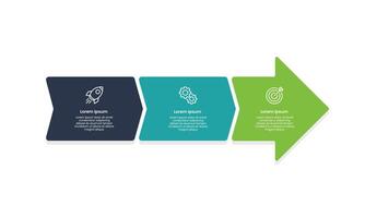Business infographic arrow design template. 3 Steps to success. Business presentation, Report, Data, System and Marketing. vector