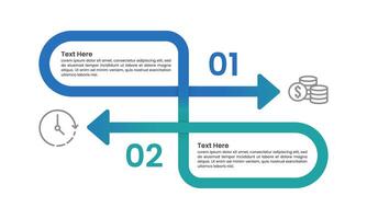 2 important choices between money and time in running a business. Infographic arrow design template. Business presentation, Planning, Strategy and Balance. vector
