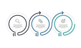 Business infographic line circle with arrow design template. 3 Steps to success. Business presentation, Report, Data, System and Marketing. vector