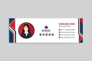 Red color email signature design vector