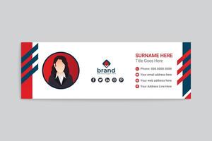 Red color email signature design vector