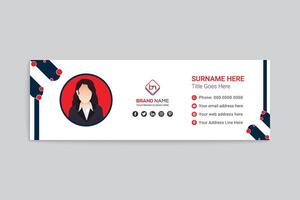 Red color email signature design vector