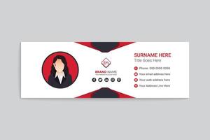 Red color email signature design vector